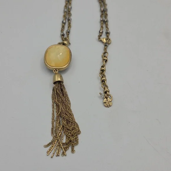 Lucky Brand Reversible Pendant Necklace w/Tassles - Picture 2 of 5